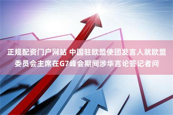 正规配资门户网站 中国驻欧盟使团发言人就欧盟委员会主席在G7峰会期间涉华言论答记者问